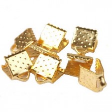 Metal Ribbon crimp end 6x7mm Gold